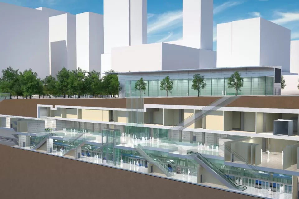 Rendering of subterranean subway station